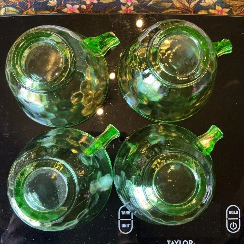 Green‎ Depression Coffee/Tea Cup Jeanette Honeycomb Hex Optic
